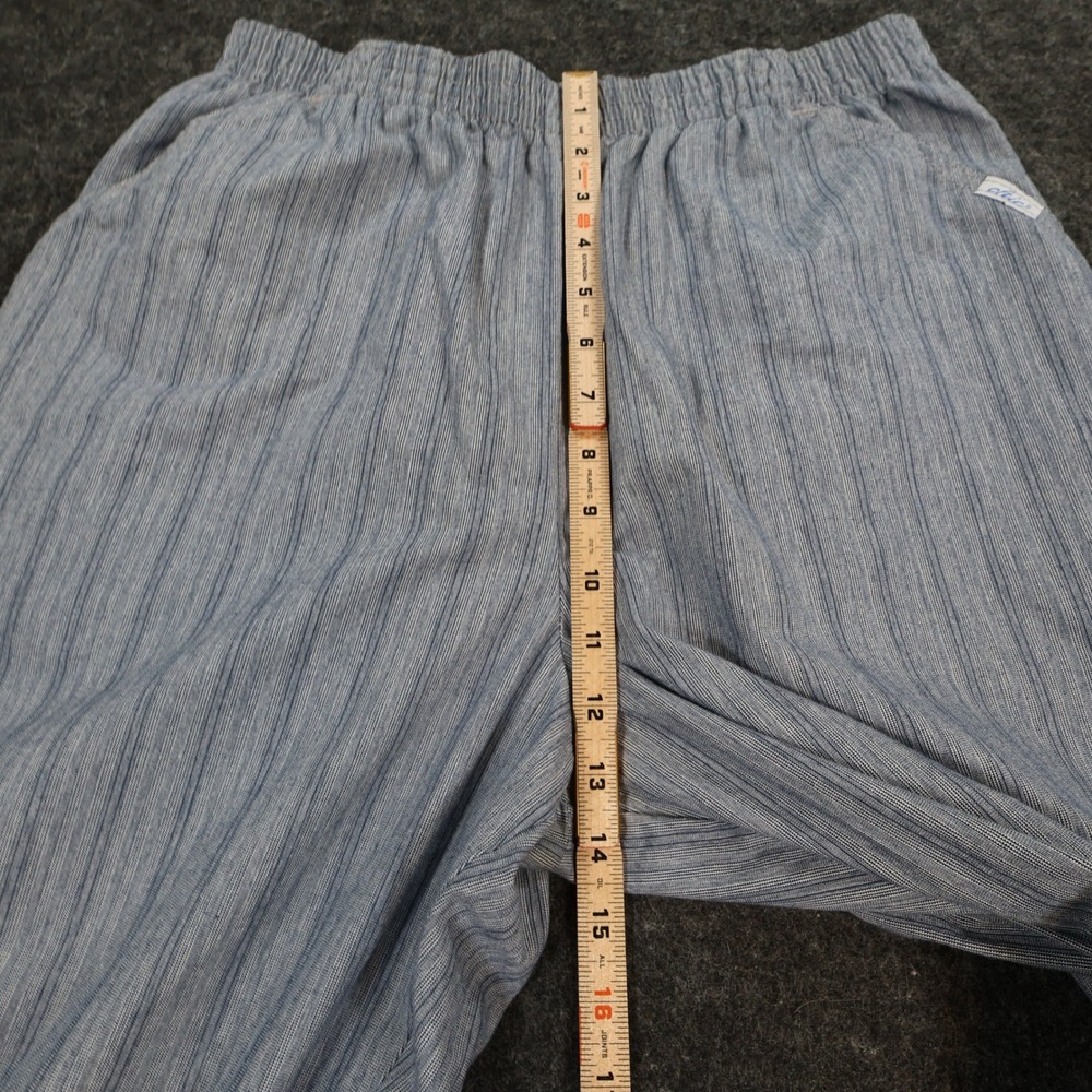 Chic Pull On Pants Womens 14 Petite Blue 100% Cotton Striped Elastic Waist - Picture 5 of 13